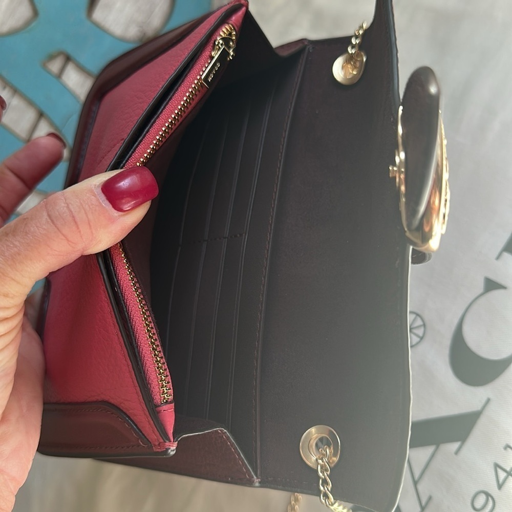 COACH NWOT Georgie Crossbody Oxblood & Wine Leather Mini Clutch Bag 7287 - Picture 13 of 17